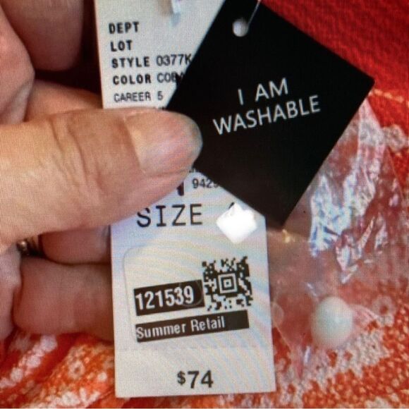 STUDIO 1 New York Dress Orange Coral White Paisley Design A Line Womens 12 - Picture 12 of 14